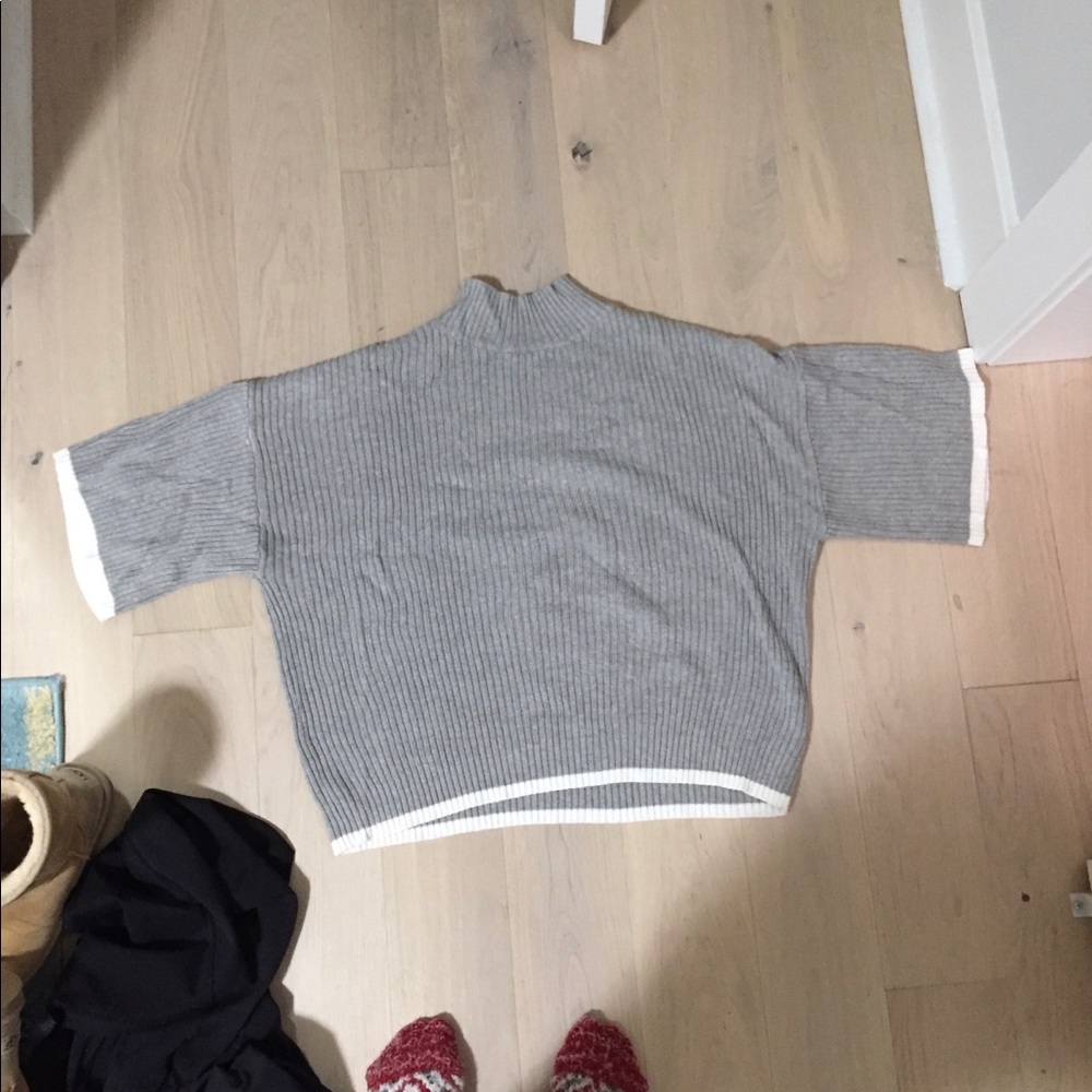 ann taylor mock neck grey sweater